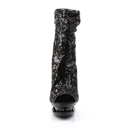 Pleaser Womens Ankle Boots BLONDIE-R-1008 Blk Sequins/Blk