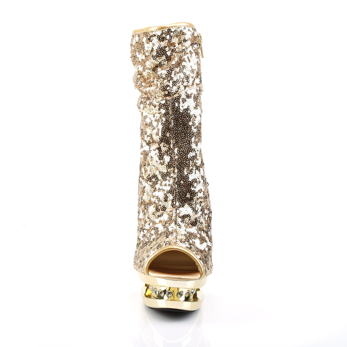 Pleaser Womens Ankle Boots BLONDIE-R-1008 Gold Sequins/Gold Chrome