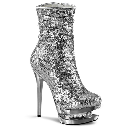 Pleaser Womens Ankle Boots BLONDIE-R-1009 Slv Sequins/Slv Chrome