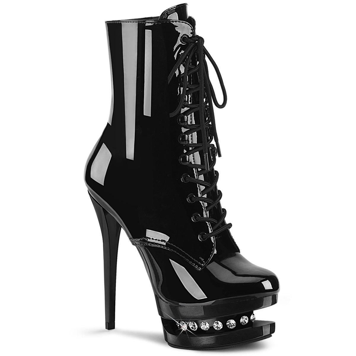 Pleaser Womens Ankle Boots BLONDIE-R-1020 Blk Pat/Blk