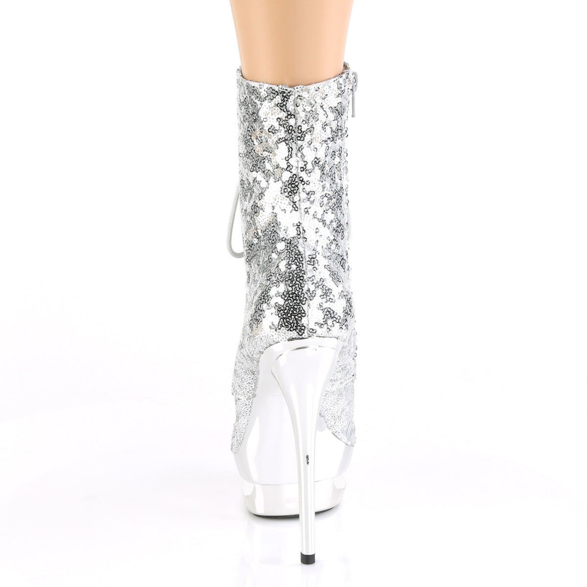 Pleaser Womens Ankle Boots BLONDIE-R-1020 Slv Sequins/Slv Chrome
