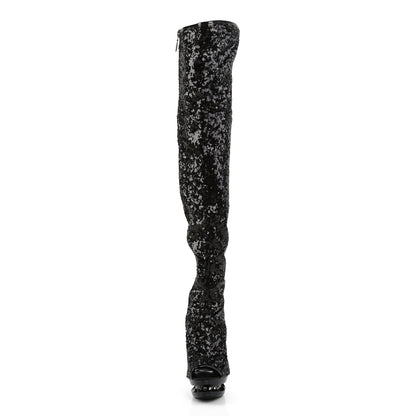 Pleaser Womens Boots BLONDIE-R-3011 Blk Sequins/Blk