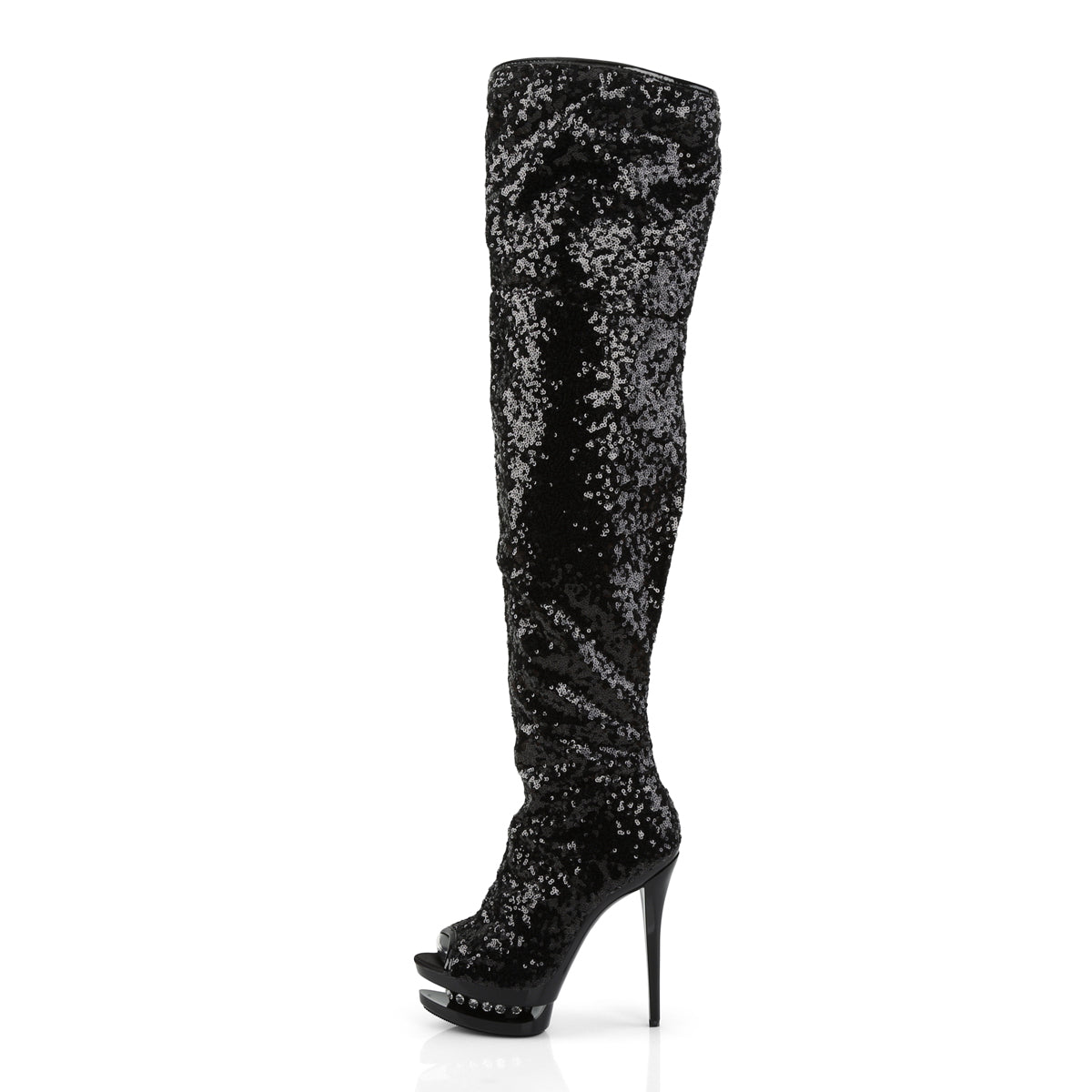 Pleaser Womens Boots BLONDIE-R-3011 Blk Sequins/Blk