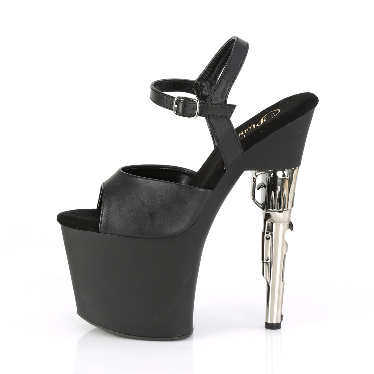 Pleaser Womens Sandals BONDGIRL-709 Blk Faux Leather/Blk Matte