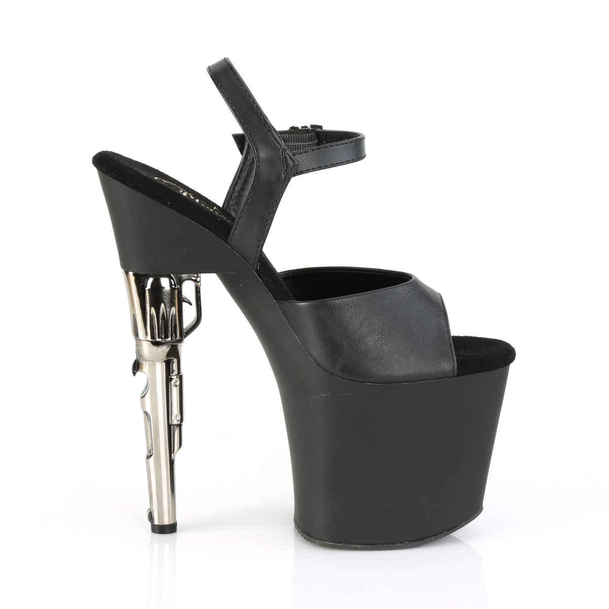Pleaser Womens Sandals BONDGIRL-709 Blk Faux Leather/Blk Matte