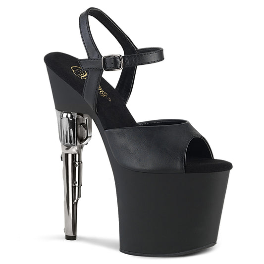 Pleaser Womens Sandals BONDGIRL-709 Blk Faux Leather/Blk Matte