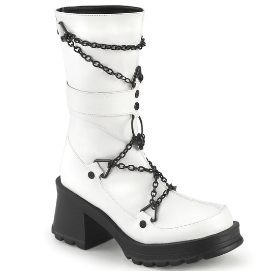 DemoniaCult  Boots BRATTY-120 Wht Vegan Leather