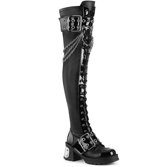 DemoniaCult  Boots BRATTY-304 Blk Stretch Vegan Leather