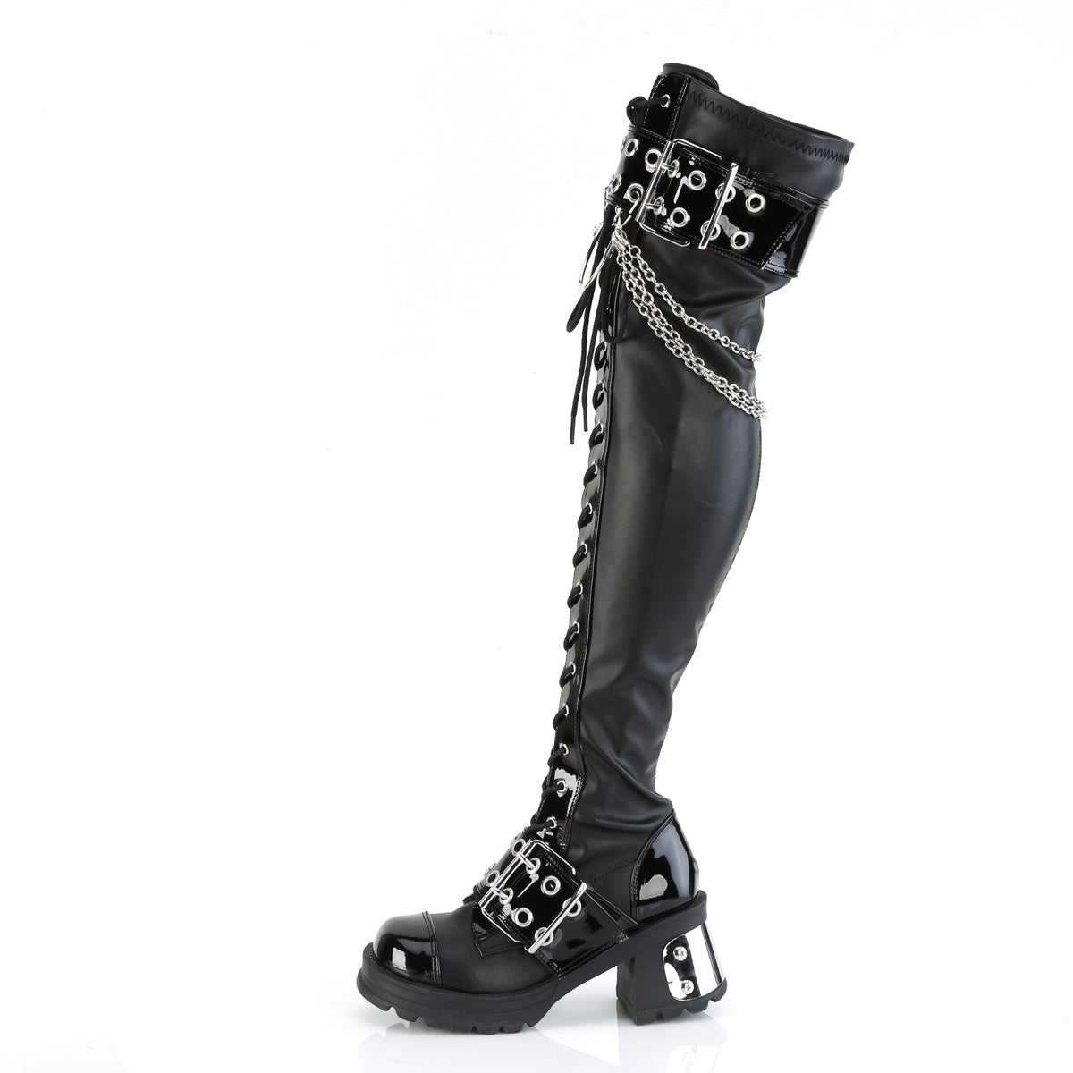 DemoniaCult  Boots BRATTY-304 Blk Stretch Vegan Leather