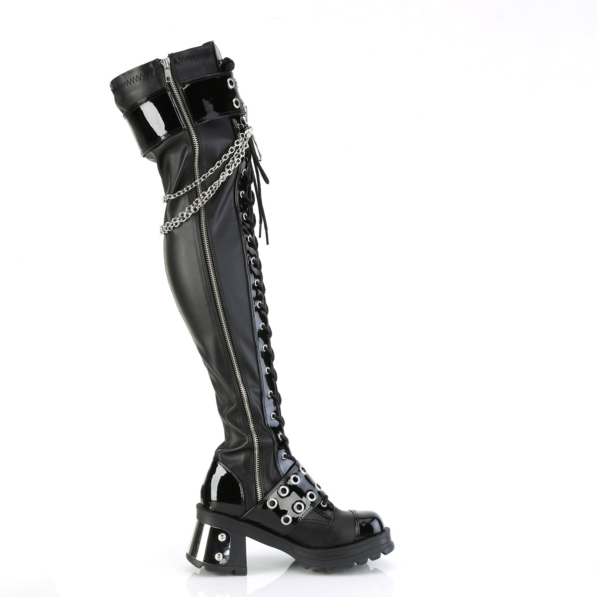 DemoniaCult  Boots BRATTY-304 Blk Stretch Vegan Leather