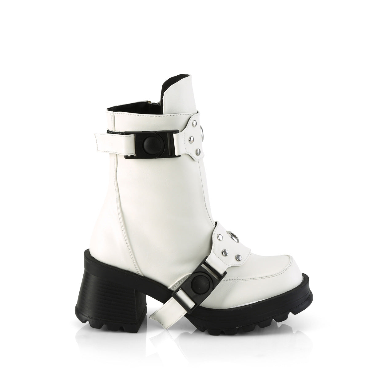 DemoniaCult  Ankle Boots BRATTY-56 Wht Vegan Leather
