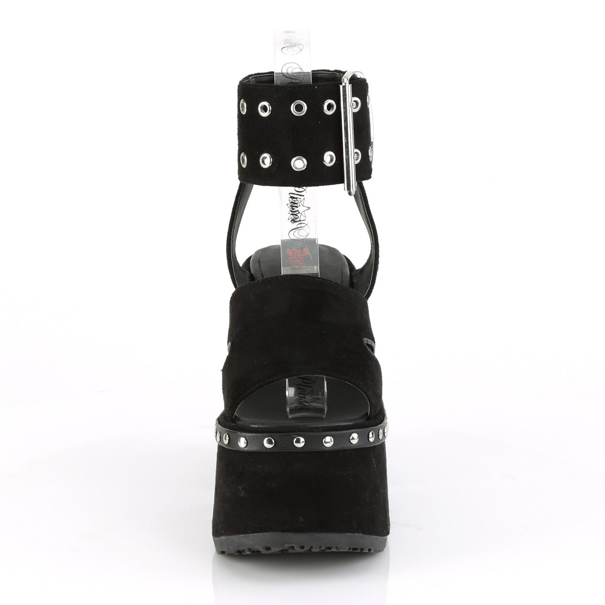 DemoniaCult Womens Sandals CAMEL-102 Blk Vegan Suede