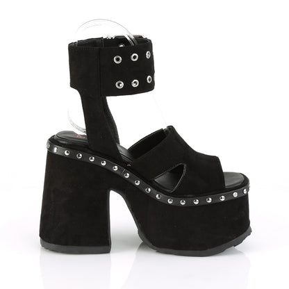 DemoniaCult Womens Sandals CAMEL-102 Blk Vegan Suede