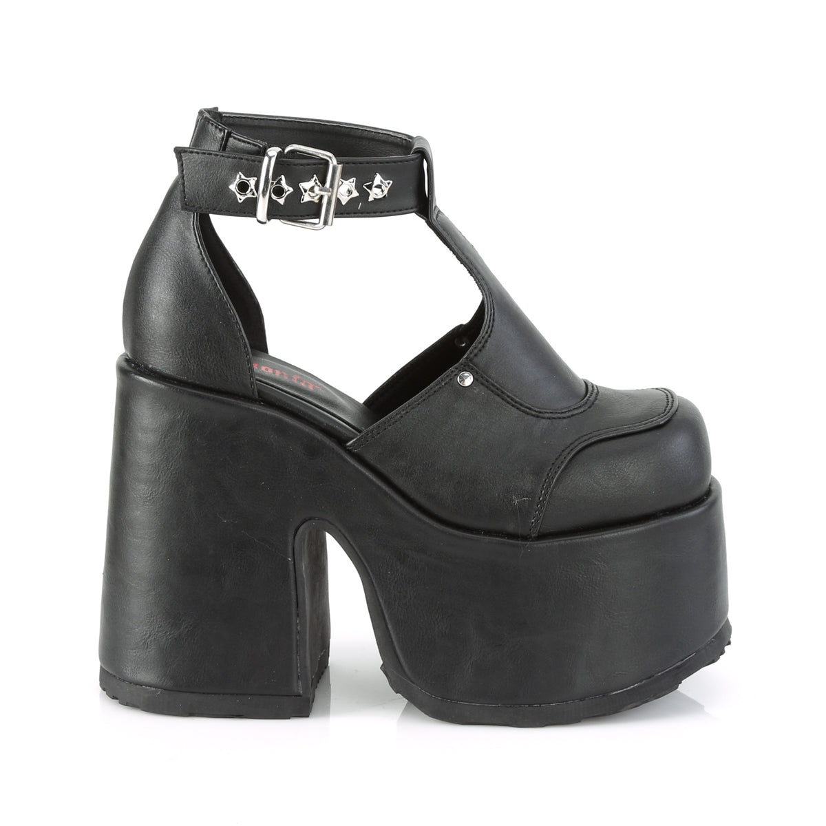 DemoniaCult Womens Sandals CAMEL-103 Blk Vegan Leather