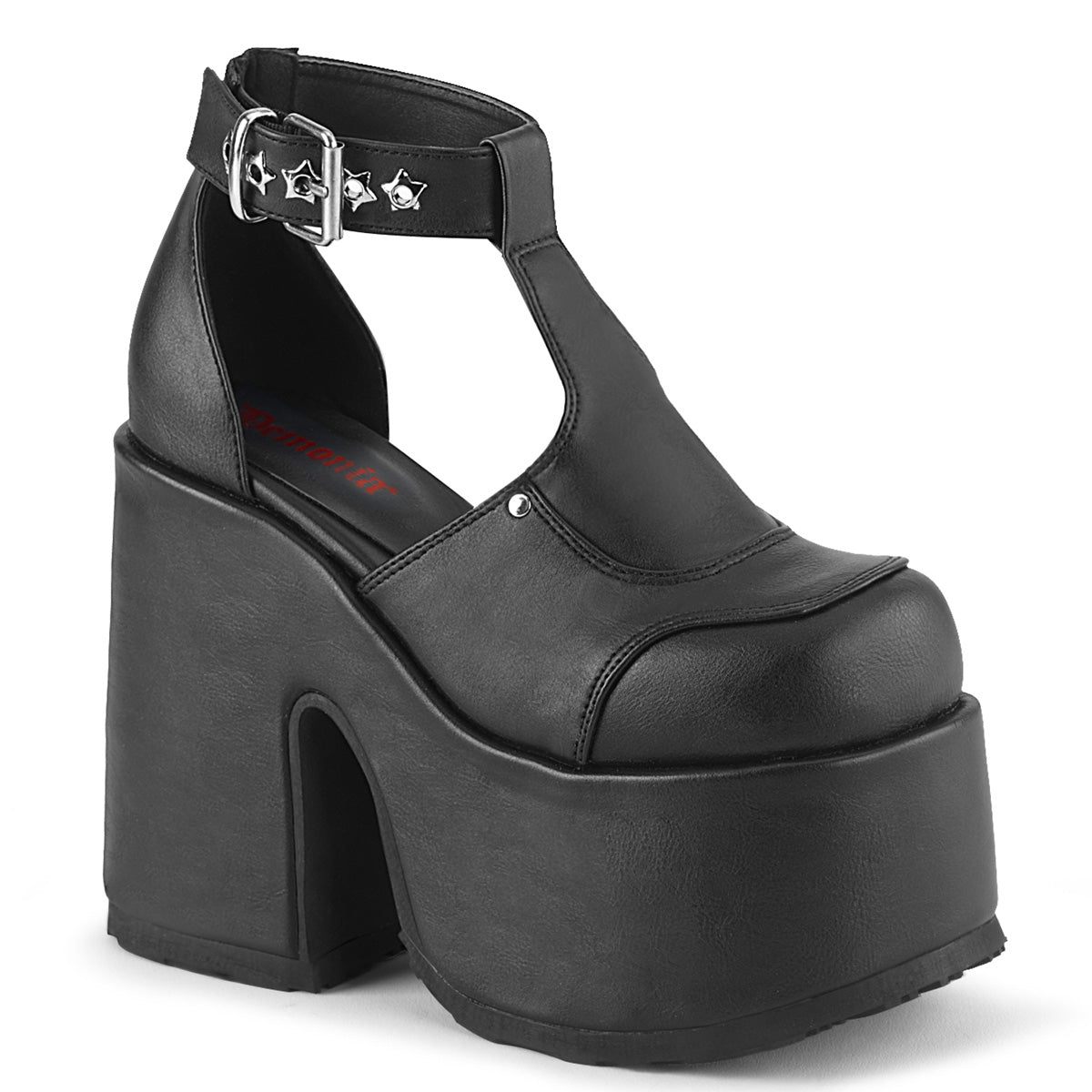DemoniaCult Womens Sandals CAMEL-103 Blk Vegan Leather