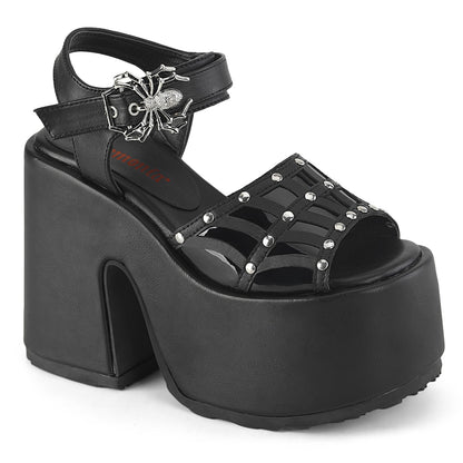 DemoniaCult  Sandals CAMEL-17 Blk Vegan Leather