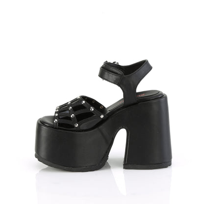 DemoniaCult  Sandals CAMEL-17 Blk Vegan Leather
