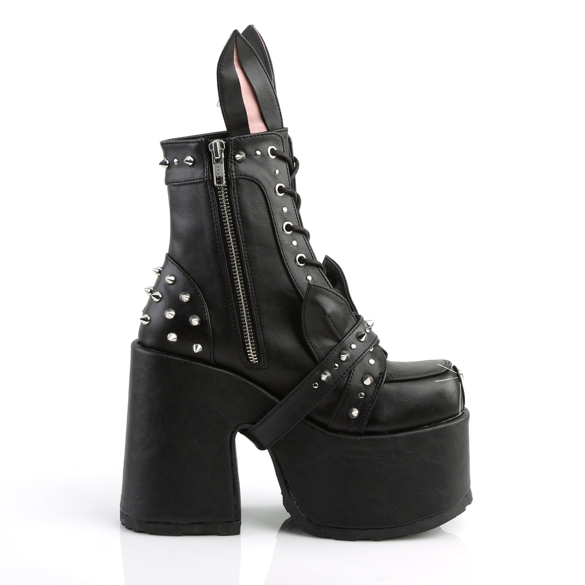DemoniaCult Womens Ankle Boots CAMEL-202 Blk Vegan Leather