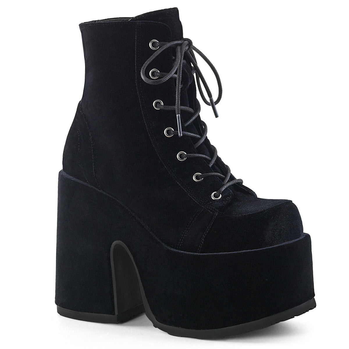 DemoniaCult Womens Ankle Boots CAMEL-203 Blk Velvet