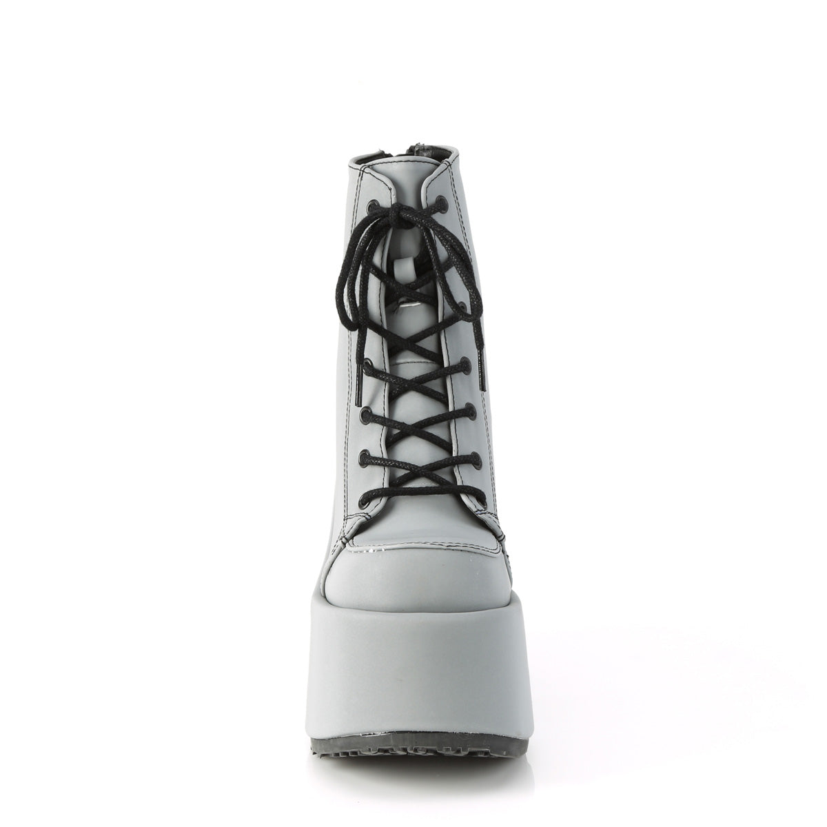 DemoniaCult Womens Ankle Boots CAMEL-203 Grey Reflective Vegan Leather