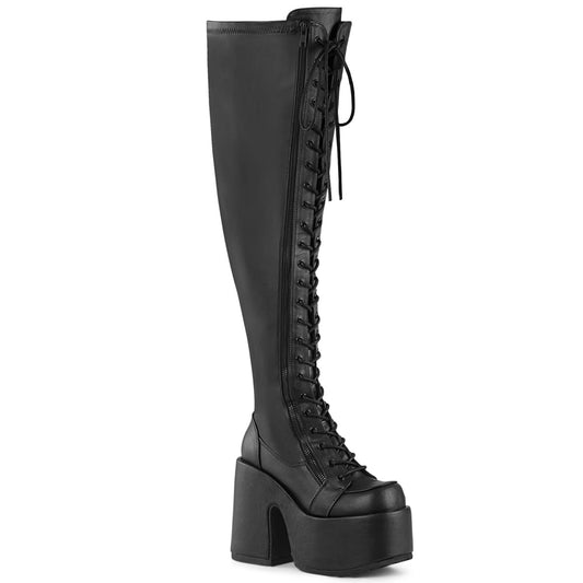 DemoniaCult  Boots CAMEL-300WC Blk Str Vegan Leather