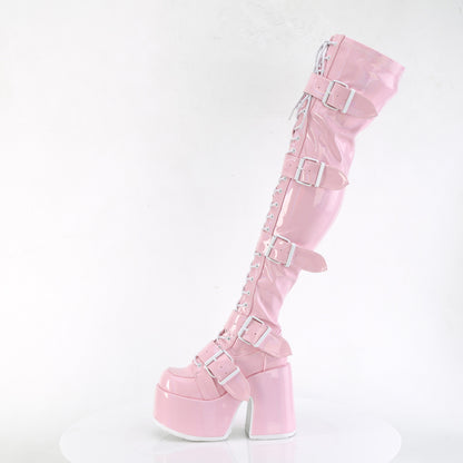 DemoniaCult  Boots CAMEL-305 B. Pink Stretch Hologram