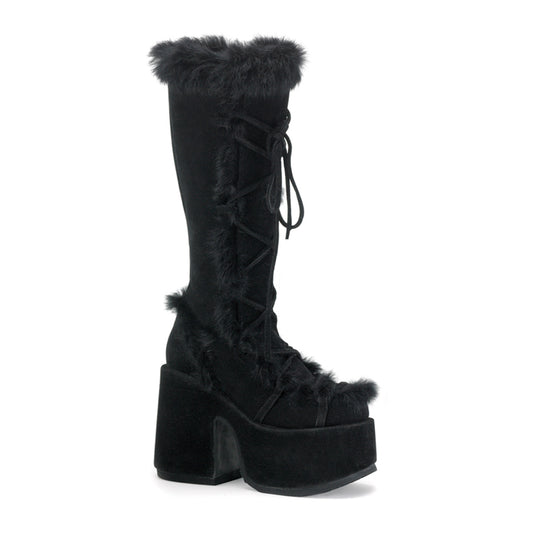 DemoniaCult Womens Boots CAMEL-311 Blk Vegan Suede