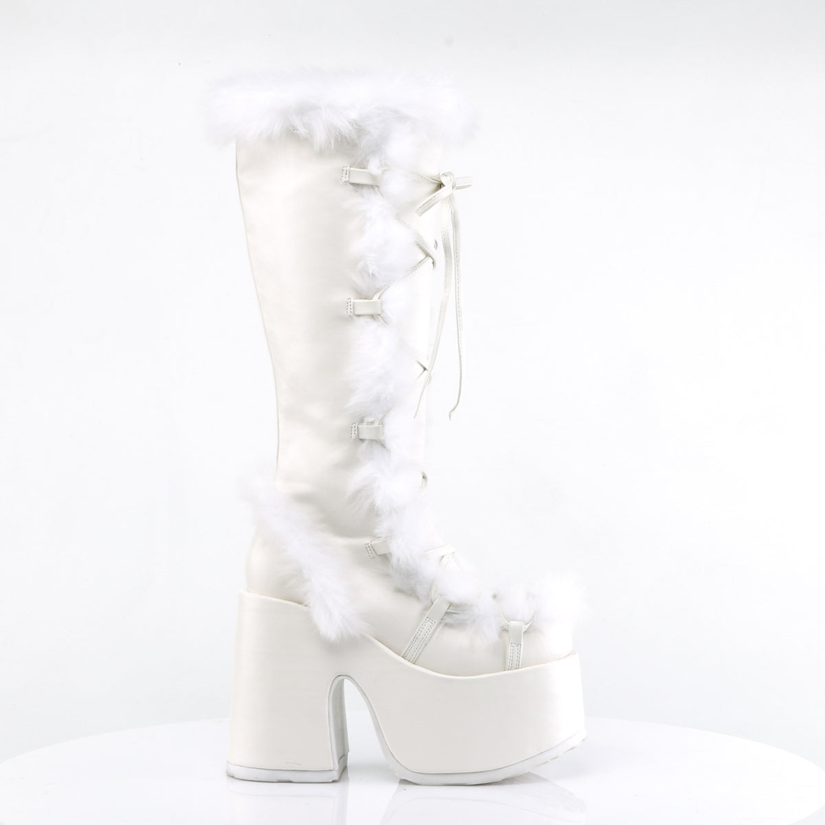 DemoniaCult Womens Boots CAMEL-311 Wht Vegan Leather