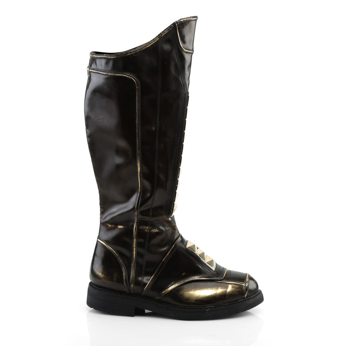 Funtasma Mens Boots CAPTAIN-115 Blk Rub-off Pu w/ Gold Tone