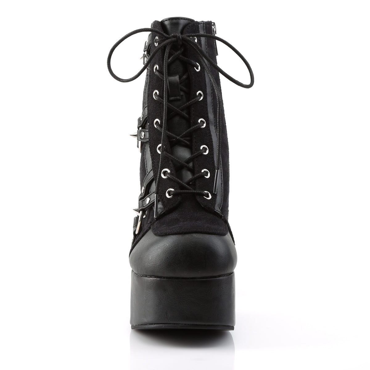 DemoniaCult Womens Ankle Boots CHARADE-100 Blk Vegan Leather-Suede