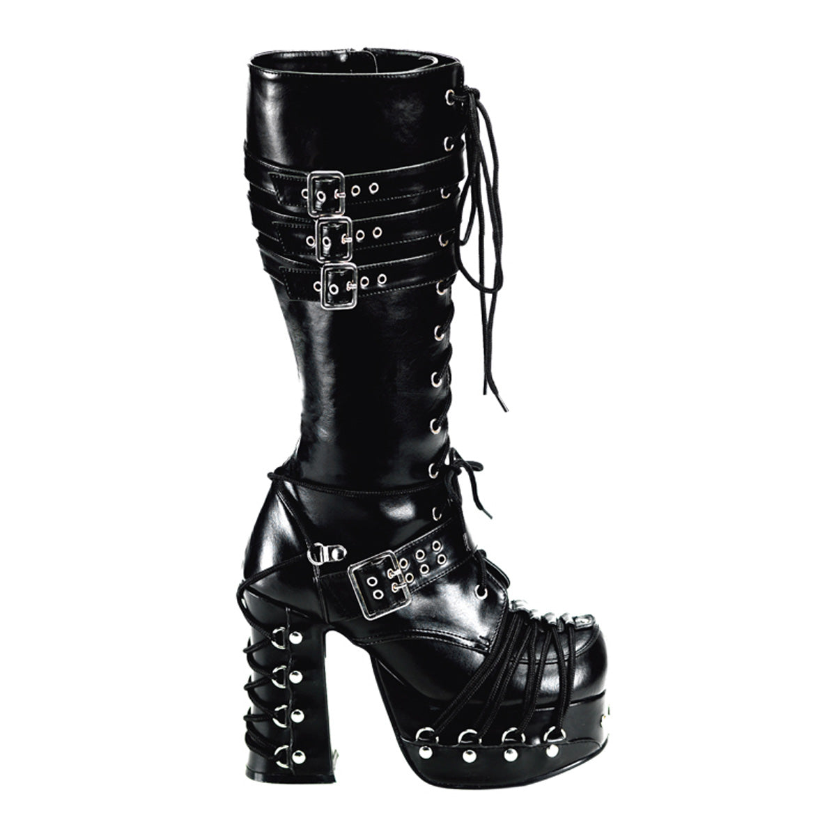 DemoniaCult Womens Boots CHARADE-206 Blk Vegan Leather