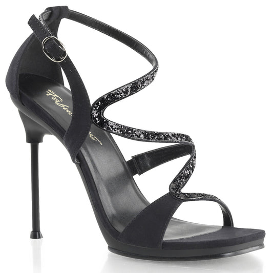 Fabulicious Womens Sandals CHIC-24 Blk V. Suede-Glitter/Blk Matte