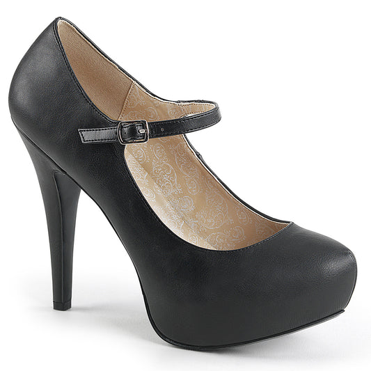 Pleaser Pink Label Womens Pumps CHLOE-02 Blk Faux Leather