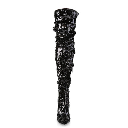 Pleaser Womens Boots COURTLY-3011 Blk Sequins