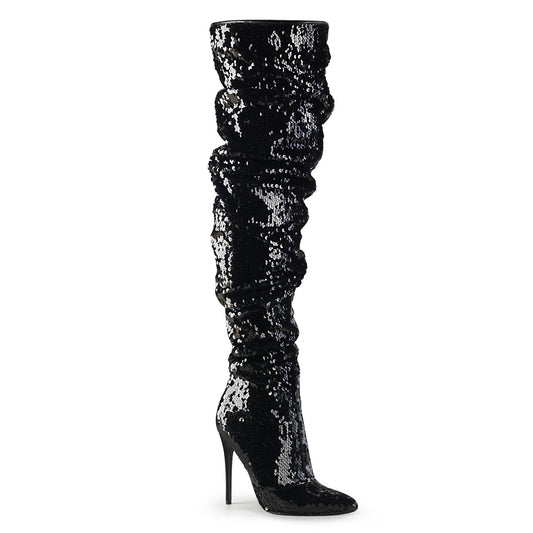 Pleaser Womens Boots COURTLY-3011 Blk Sequins