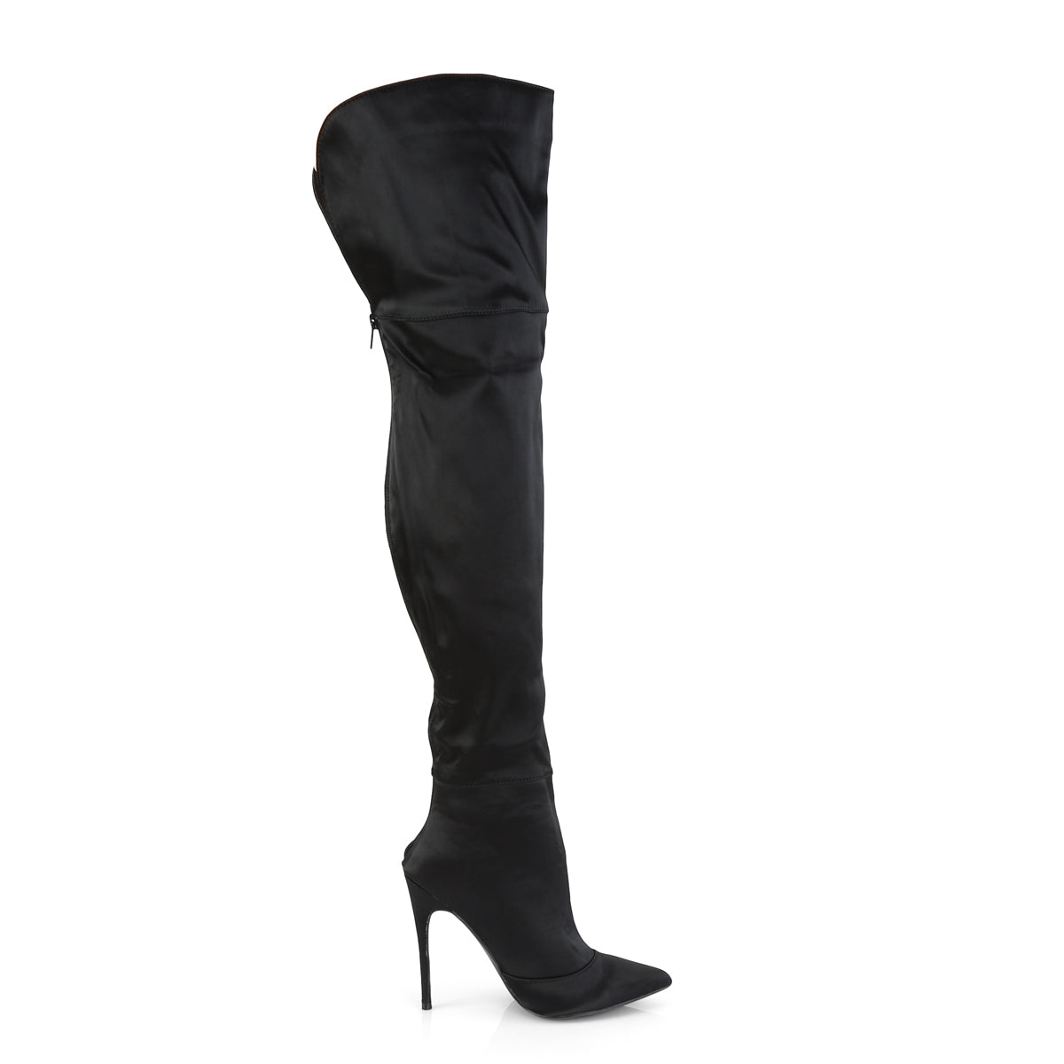 Pleaser Womens Boots COURTLY-3012 Blk Stretch Satin