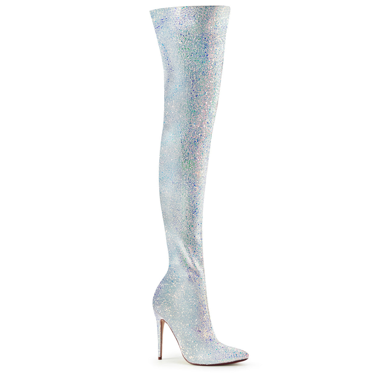 Pleaser Womens Boots COURTLY-3015 Wht Multi Glitter