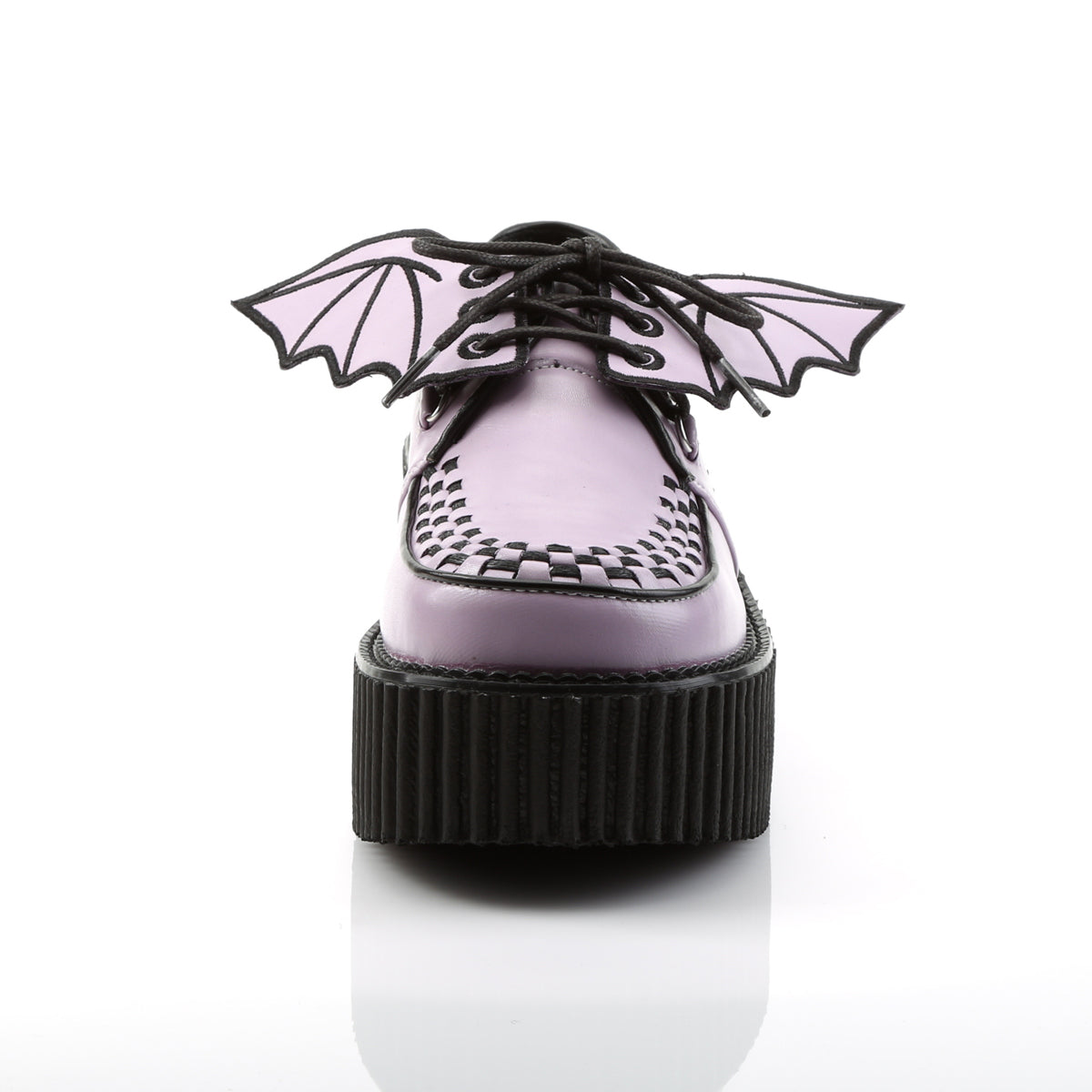 DemoniaCult Womens Low Shoe CREEPER-205 Lavender Vegan Leather