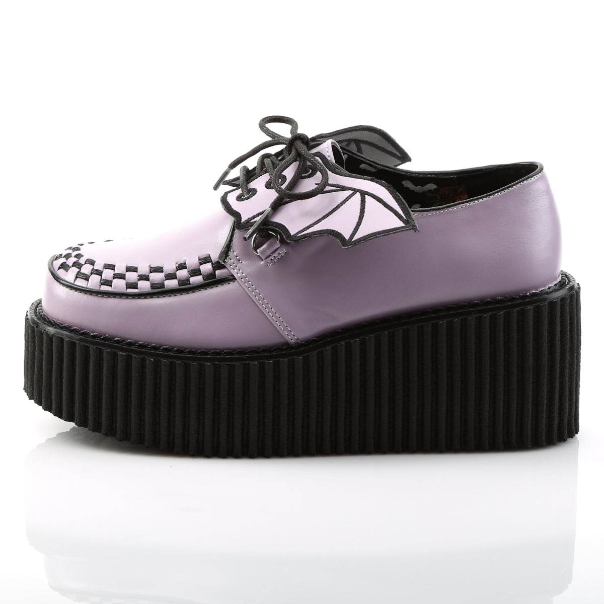 DemoniaCult Womens Low Shoe CREEPER-205 Lavender Vegan Leather