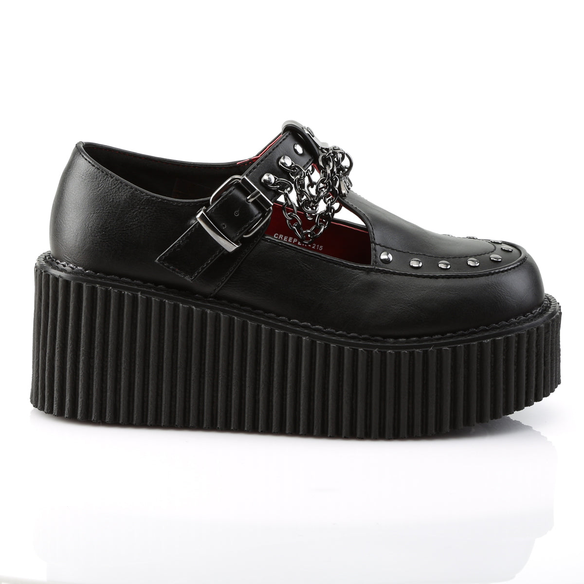 DemoniaCult Womens Low Shoe CREEPER-215 Blk Vegan Leather