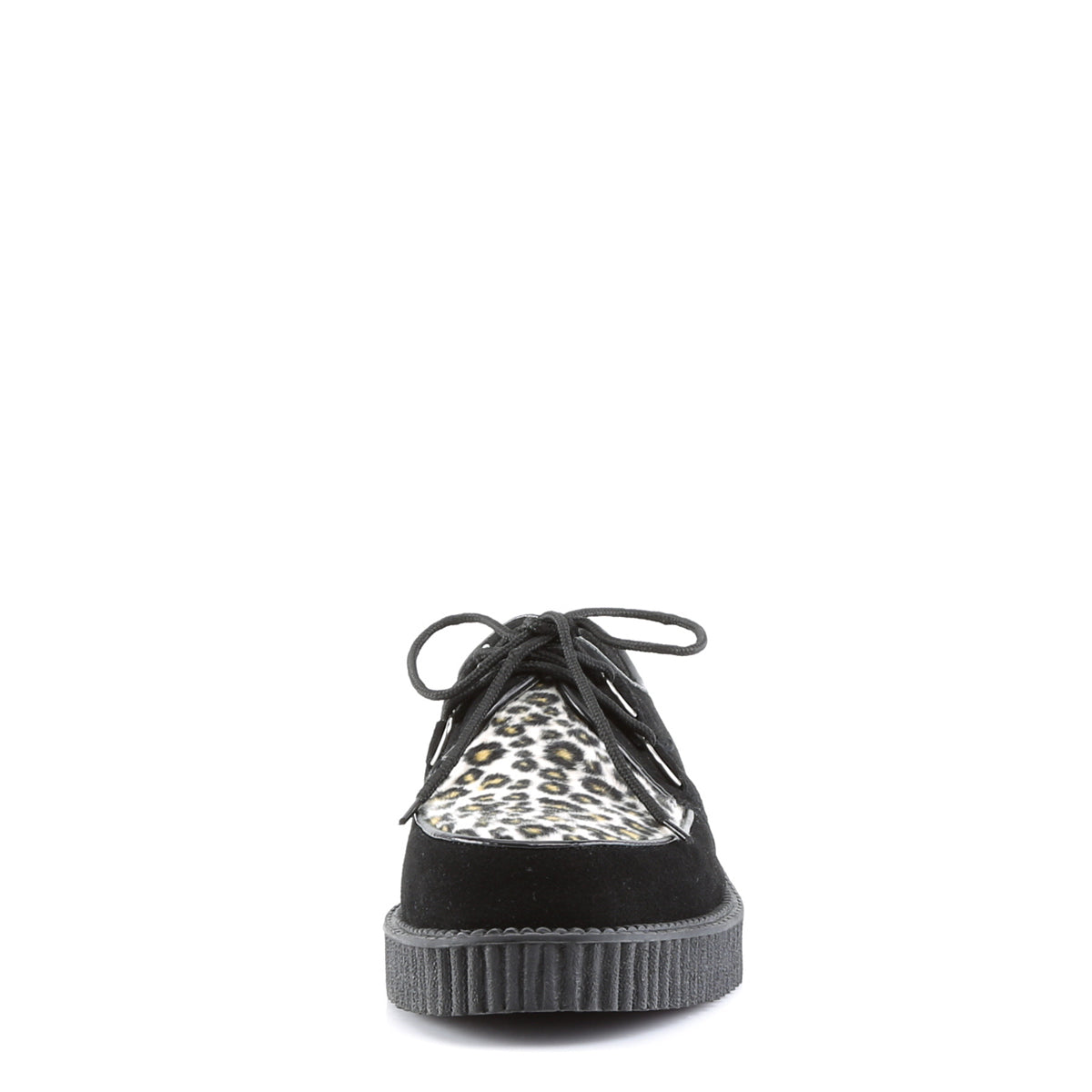 DemoniaCult Mens Low Shoe CREEPER-600 Blk Suede-Cheetah Fur