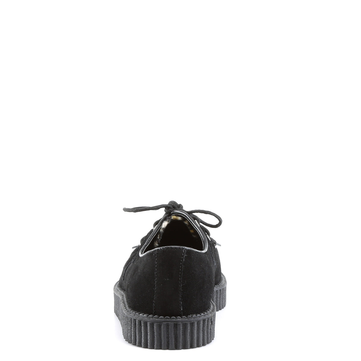 DemoniaCult Mens Low Shoe CREEPER-600 Blk Suede-Cheetah Fur