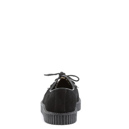 DemoniaCult Mens Low Shoe CREEPER-600 Blk Suede-Cheetah Fur