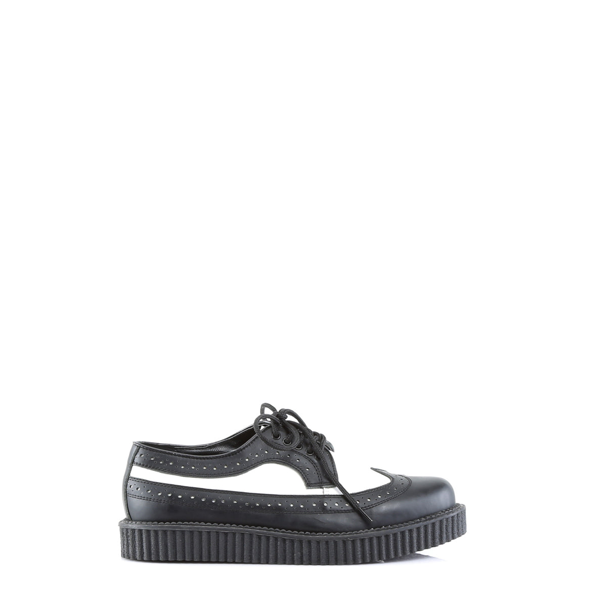 DemoniaCult Mens Low Shoe CREEPER-608 Blk-Wht Leather