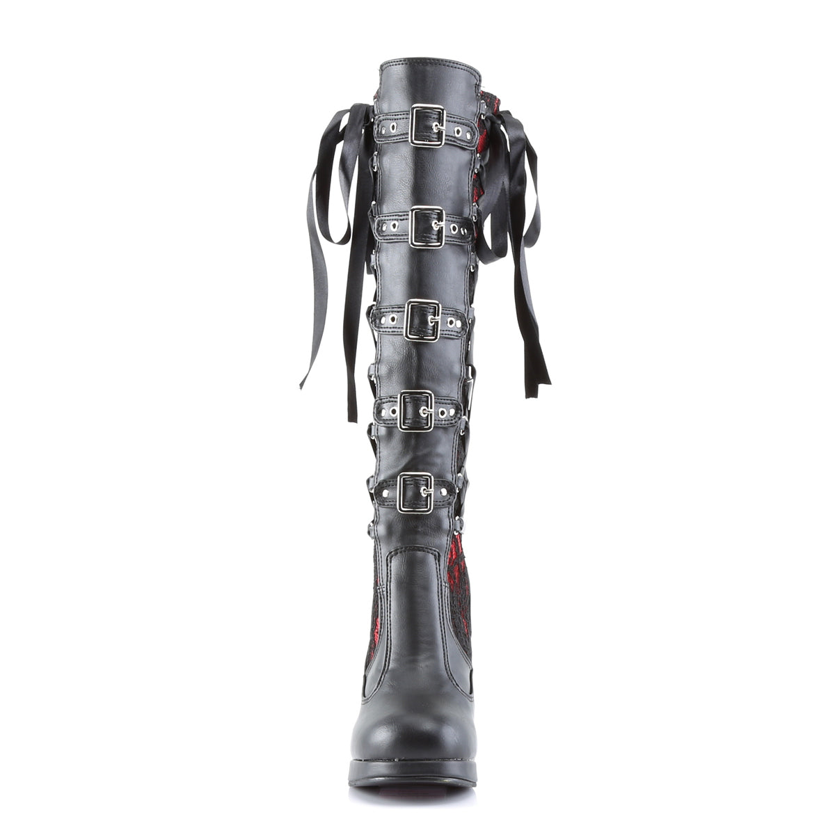 DemoniaCult Womens Boots CRYPTO-106 Blk-Red Vegan Leather