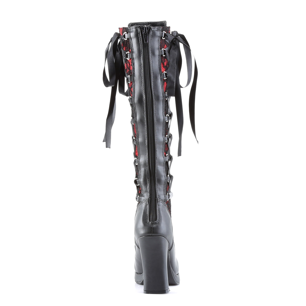 DemoniaCult Womens Boots CRYPTO-106 Blk-Red Vegan Leather