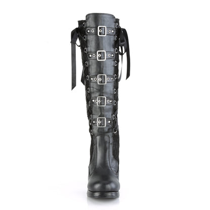 DemoniaCult Womens Boots CRYPTO-106 Blk Vegan Leather-Lace