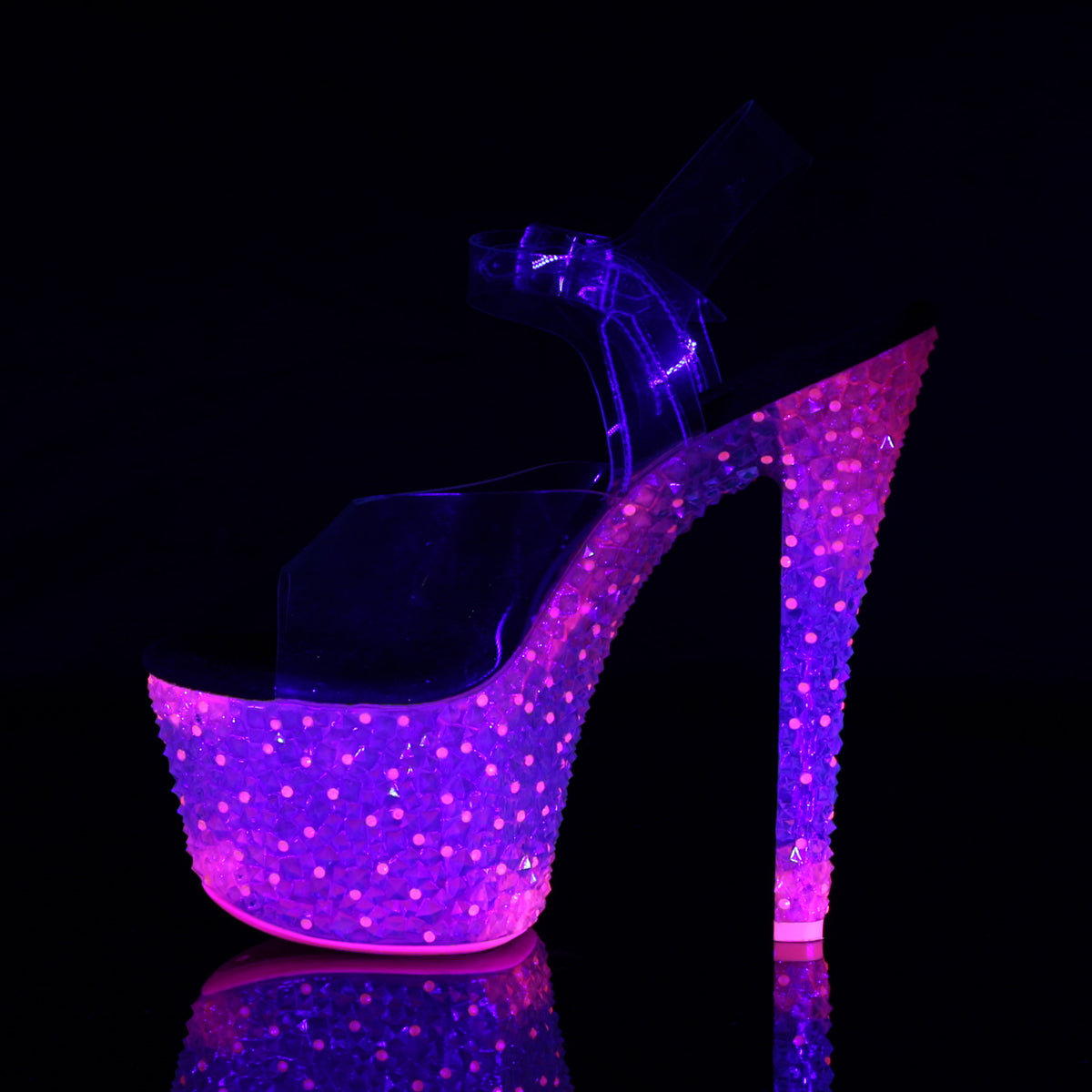 Pleaser Womens Sandals CRYSTALIZE-308PS Clr/Neon Icy H. Pink