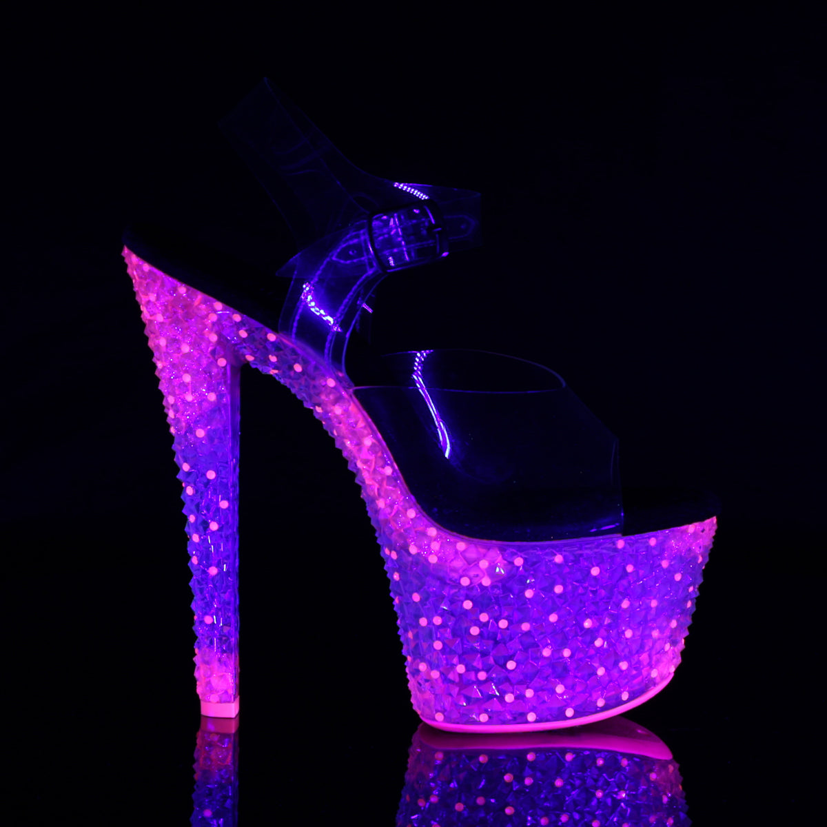 Pleaser Womens Sandals CRYSTALIZE-308PS Clr/Neon Icy H. Pink