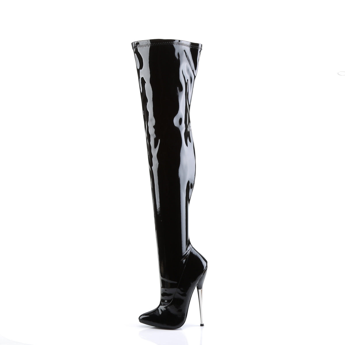 Devious Womens Boots DAGGER-3000 Blk Stretch Pat